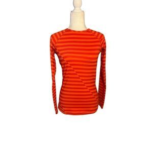 Nike Pro orange striped fitted long sleeve shirt - S - 🙂3/$15